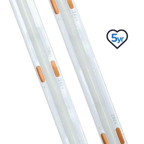 COB LED Strip | IP20 | 480LEDs p/m | 24v | 8mm | Cut every 50mm | 10.5w p/m | p/metre & reel WeLoveLeds
