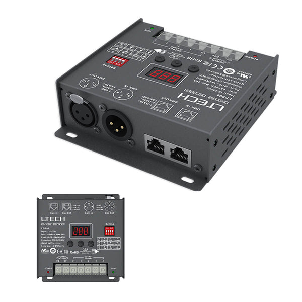 LTECH LT-904 | DMX | 12-24V | LED Decoder | 4 Channel | 6A | RGB+W | IP20