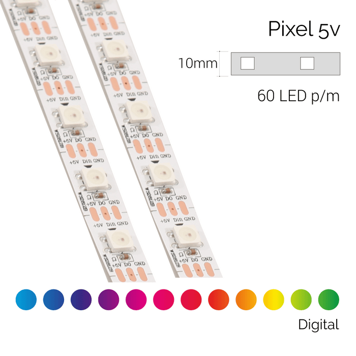 Pixel 60 LED Strip, 5v, 14.4w/m