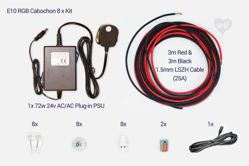 E10 RGB Cabochon x 8 kit - 24v