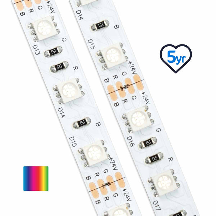 Classic RGB LED Strip  | IP20 | 60LEDs p/m | 24v | 10mm | Cut every 50mm | 14.4w/m | p/metre & reel (Copy) WeLoveLeds