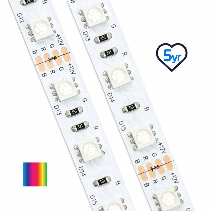 Classic RGB LED Strip (1st Gen)  | IP20 | 60LEDs p/m | 12v | 10mm | Cut every 50mm | 14.4w/m | p/metre & reel WeLoveLeds