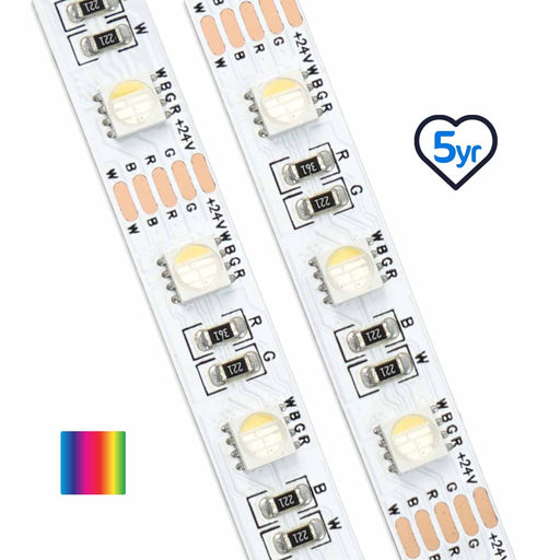 Classic RGBW LED Strip (2nd Gen) | IP20 | 60LEDs p/m | 24v | 10mm | Cut every 100mm | 14.4w/m | p/metre & reel WeLoveLeds