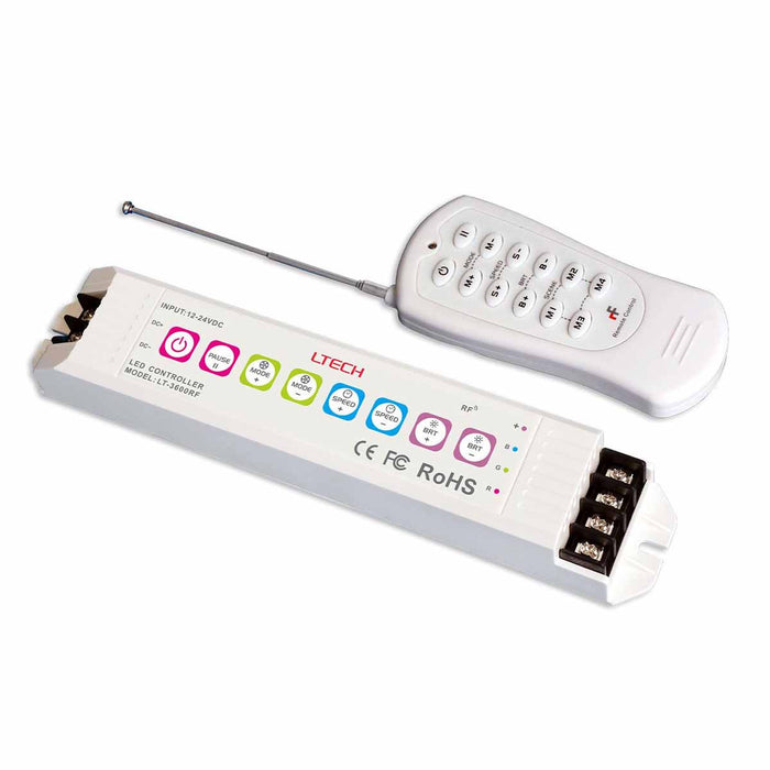 LTECH LT-3600RF | RGB Controller | 12-24V | 32 Modes | 6A per Channel | Remote Control | IP20 WeLoveLeds