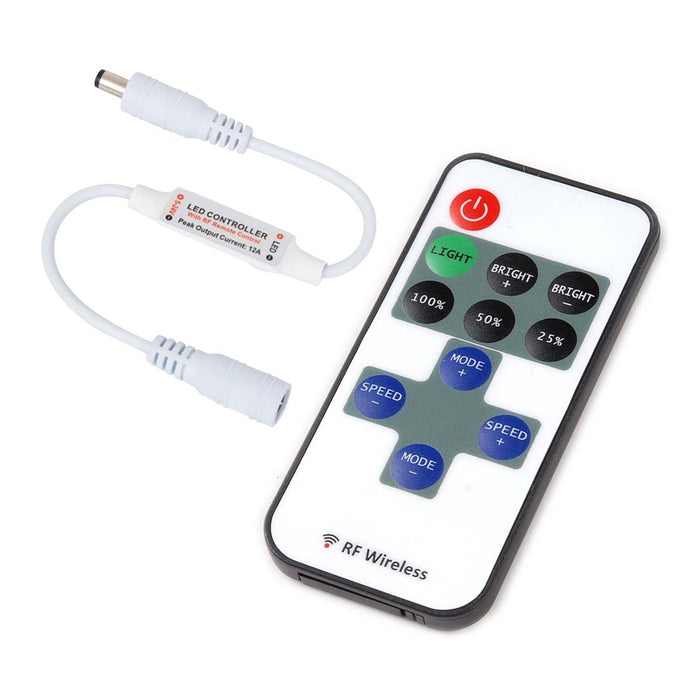 Micro Dimmer/Flasher with Remote 6A | 433MHz Wireless | DC5-24V | 8 Dynamic Modes | Ultra Compact | 30m Range WeLoveLeds