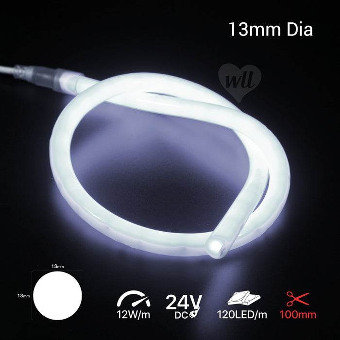 13mm Round 360 LED Neon Flex - 24v - available by the metre
