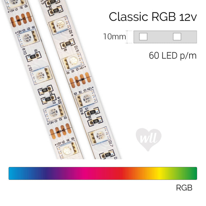 Classic RGB 60 LED Strip, 12v, 14.4w/m