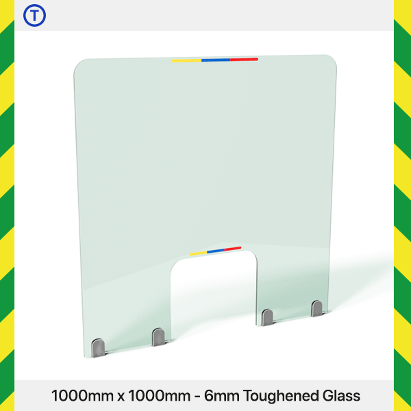 1000h x 1000w Sneeze Screen - 6mm Toughened Glass