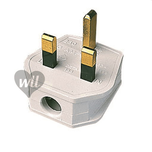 13amp 3pin UK Plug - Black & White Connectors WeLoveLeds White 